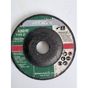 2 Pack Hitachi Koki Type 27 Metal Grinding Discs 4.5" x 1/4" x 7/8" A36Q BF
